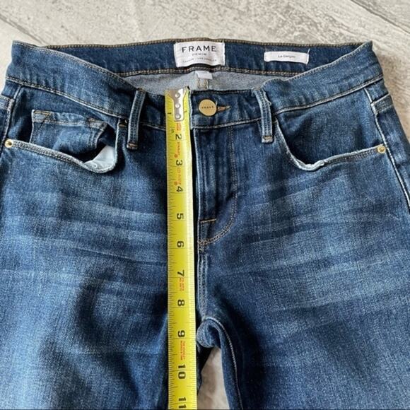 Frame Denim Le Garcon Denim Jeans Skinny Size 26 Dark Wash Factory Distressed - Picture 8 of 10